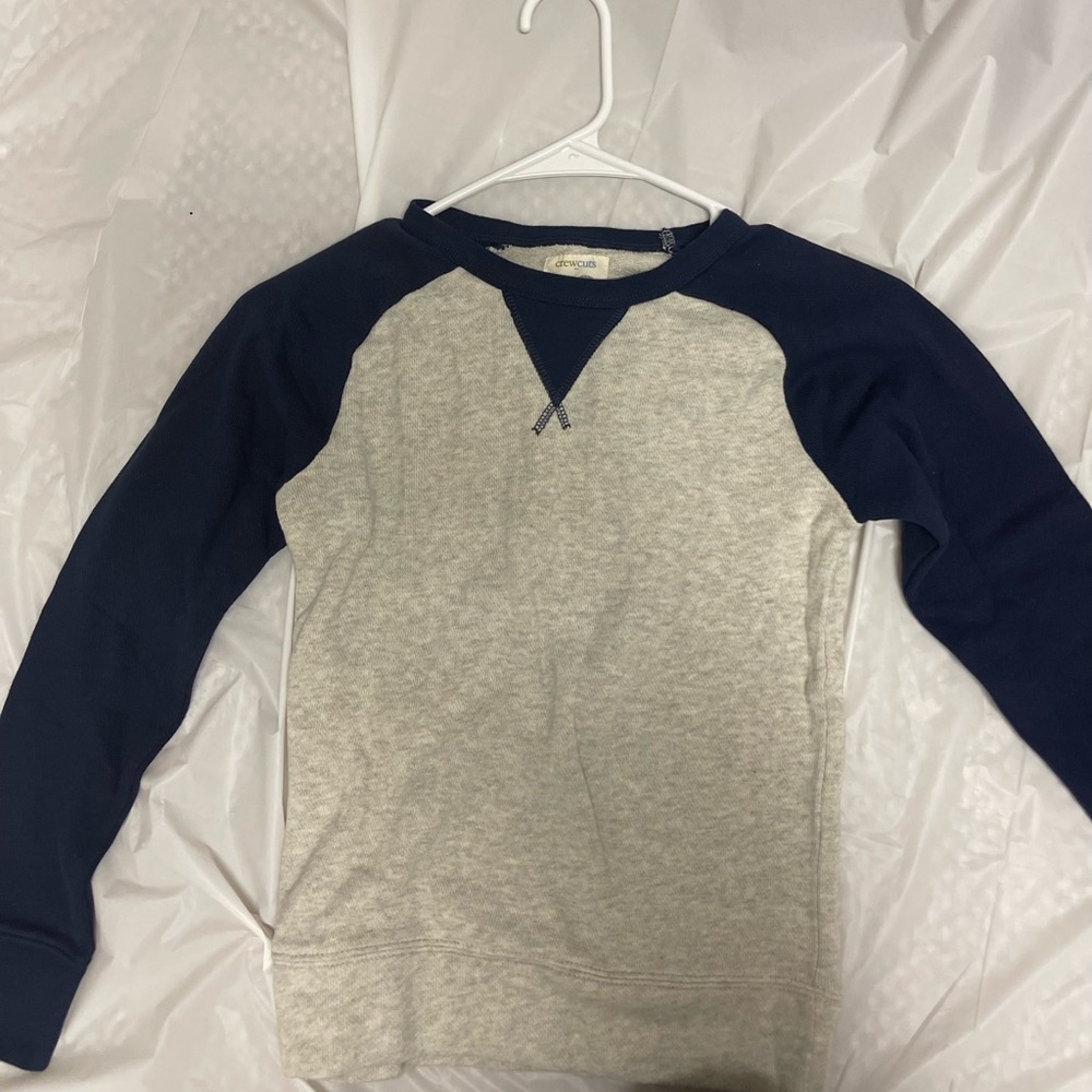 Crew cuts Gray and blue shirt